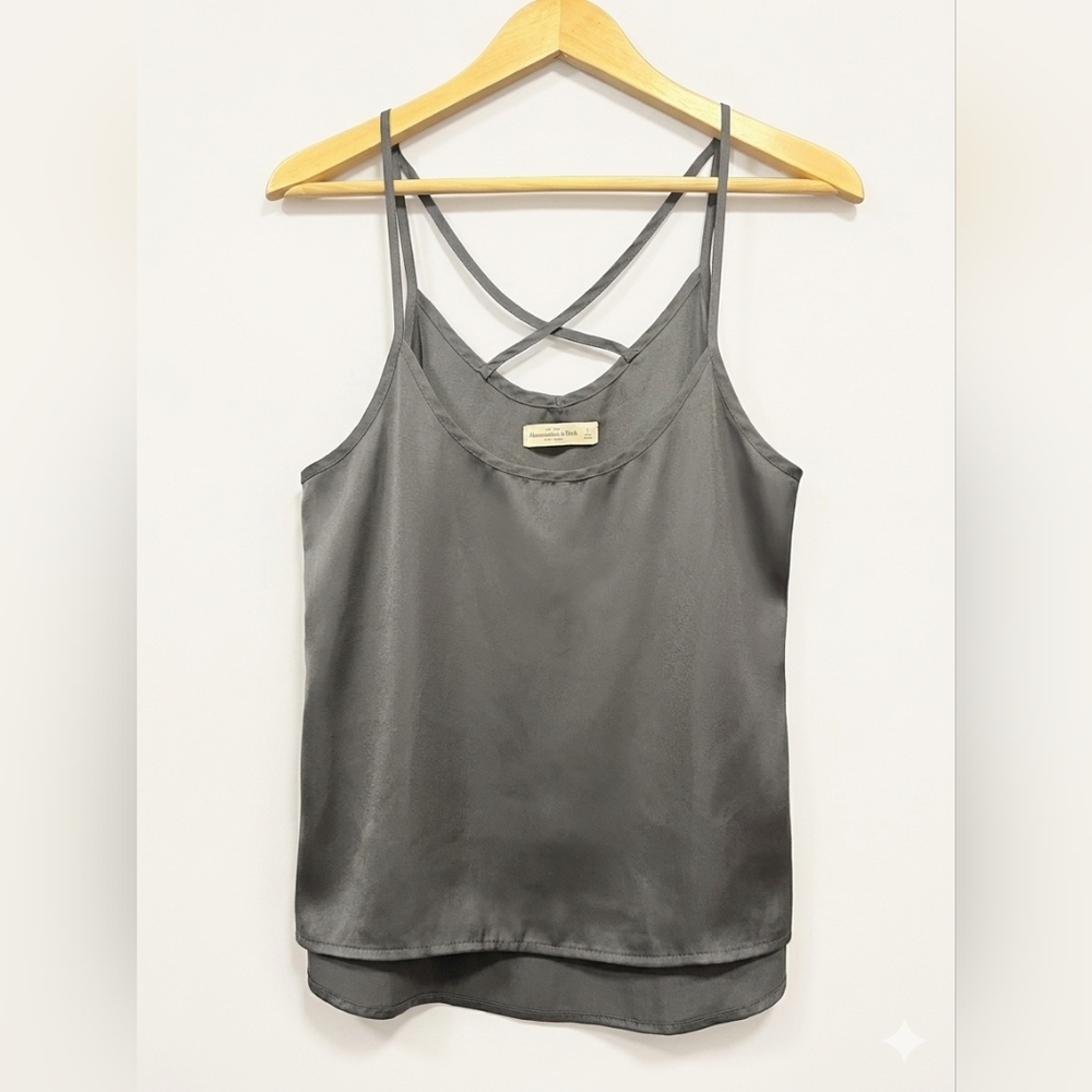 ABERCROMBIE & FITCH Y2K Silky Crisscross Back Cami - Large - RARE Finds